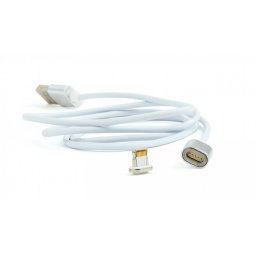 CABLU alimentare si date GEMBIRD, pt. smartphone, USB 2.0 (T) la Lightning (T) (conector magnetic), 1m, alb, CC-USB2-AMLMM-1M
