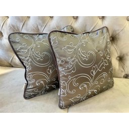 Set 2 perne decorative cu fata detasabila, Hiko flori brodate 2x40x40cm taupe