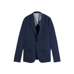 SCOTCH & SODA Sacou Single-Breasted Seersucker Check Relaxed Fit 179826 SC401 navy melange