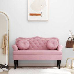 Bancheta cu perne roz, 120,5x65x75 cm, catifea GartenMobel Dekor