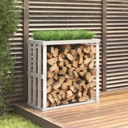 Suport busteni de exterior, alb, 108x52x106 cm, lemn masiv pin GartenMobel Dekor