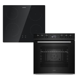 Klarstein Set cuptor și plită cu inducție ControlSync, 9 funcții, 4 zone de gătit, volum 72 l (TK15-Kl-CS-CSet-Bl)
