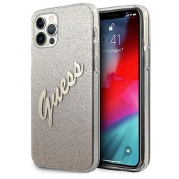 Husa Guess GUHCP12LPCUGLSGO iPhone 12 Pro Max 6.7" gold/gold hardcase Glitter Gradient Script