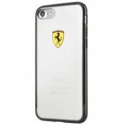 Husa Ferrari Hardcase FEHCP7BK - Carcasă rigidă - compatibil cu Apple iPhone 7/8/SE 2020 / SE 2022 / Racing Shield - culoare Negru, Transparent