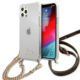 Husa Guess GUHCP12MKC4GSGO iPhone 12/12 Pro 6.1" Transparent hard case 4G Gold Chain