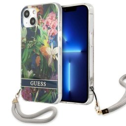 Husa Guess GUHCP13SHFLSB iPhone 13 mini 5.4" blue/blue hardcase Flower Strap