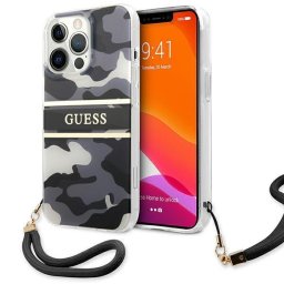 Husa Husa hardcase Guess Camo Strap Collection pentru Apple iPhone 13 Pro Max, culoare negru