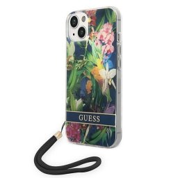 Husa Guess GUOHCP14MHFLSB iPhone 14 Plus 6.7 "blue / blue hardcase Flower Strap