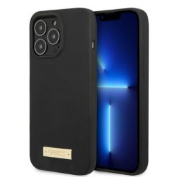 Husa Guess GUHMP13LSPLK iPhone 13 Pro / 13 6.1" black/black hard case Silicone Logo Plate MagSafe