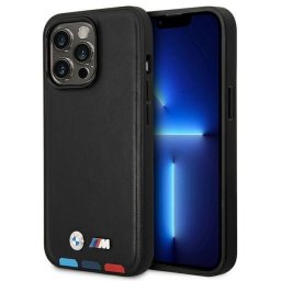 Husa Case BMW BMHMP14X22PTDK iPhone 14 Pro Max 6.7 "black / black Leather Stamp Tricolor Magsafe