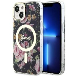 Husa Guess GUHMP14MHCFWSK iPhone 14 Plus 6.7" black/black hardcase Flower MagSafe