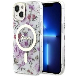 Husa Guess GUHMP14MHCFWST iPhone 14 Plus 6.7" transparent hardcase Flower MagSafe