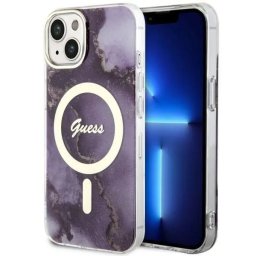Husa Guess GUHMP14SHTMRSU iPhone 14 6.1" purple/purple hardcase Golden Marble MagSafe