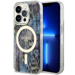 Husa Guess GUHMP14XHLEOPWB iPhone 14 Pro Max 6.7" blue/blue hardcase Leopard MagSafe