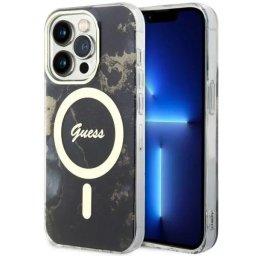 Husa Guess GUHMP14XHTMRSK iPhone 14 Pro Max 6.7" black/black hardcase Golden Marble MagSafe