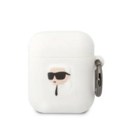 Husă Karl Lagerfeld Silicone Karl Head 3D pentru AirPods 1/2 – Alb