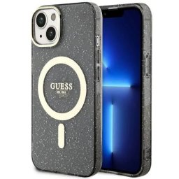 Husa Guess GUHMP14MHCMCGK iPhone 14 Plus 6.7" black/black hardcase Glitter Gold MagSafe