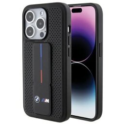 Husa BMW Grip Stand Smooth & Perforated case for iPhone 15 Pro - black