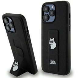 Husa Karl Lagerfeld Gripstand Saffiano Choupette Pins case for iPhone 13 Pro Max - black