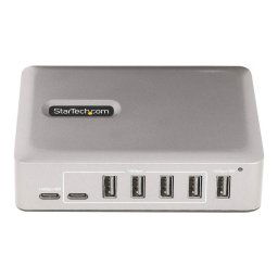 StarTech.com 7-Port USB-C Hub, 5x USB-A + 2x USB-C, Self-Powered w/ 65W Power Supply, USB 3.1 10Gbps Hub w/ BC1.2 Charging, Desktop/Laptop USB Hub with 3ft Locking USB-IF Certified Cable - USB Expansion Hub (10G5A2CS-USB-C-HUB) - hub - 7 ports