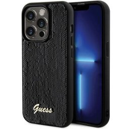 Husa Guess Sequin Script Metal case for iPhone 13 Pro Max - black