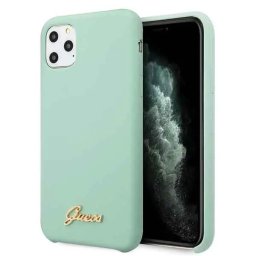 Husa Guess GUHCN58LSLMGG iPhone 11 Pro zielony/green hard case Silicone Vintage Gold Logo