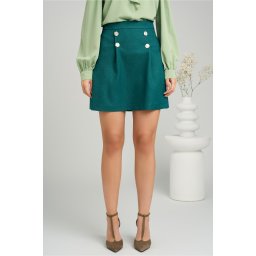 Fusta DY Fashion scurta office din jerse verde cu nasturi