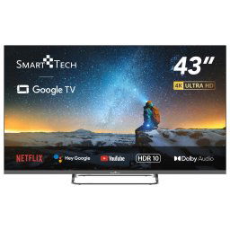 Televizor Smart Tech 43UG02V, 109 cm, UHD 4K Google TV, Wi-Fi, Bluetooth, Dolby Audio, Negru