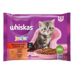 Whiskas Junior hrană umedă - pui, vită 4 x 85 g