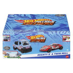 HOT WHEELS SET 2 MASINUTE METALICE PULL BACK MIGHTY K SI TWIN MILL 1:43 SuperHeroes ToysZone