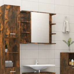 Dulap baie cu oglinda stejar fumuriu 80x20,5x64cm lemn compozit GartenMobel Dekor