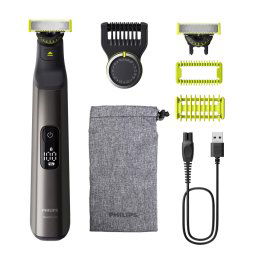 Aparat Hibrid pentru Barba si Par Corporal Philips OneBlade Pro 360 Face & Body (QP6552/15) Autonomie 120 Minute Negru/Verde