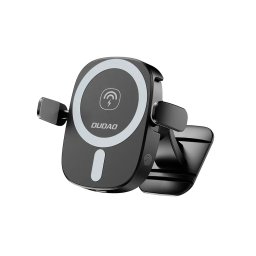 Suport auto telefon FW11, incarcare wireless 15W, grila ventilatie sau bord, negru