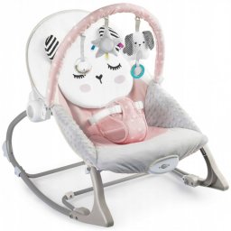 Balansoar multifunctional cu vibratii, panda, 3 jucarii, Ricokids 7325, Roz