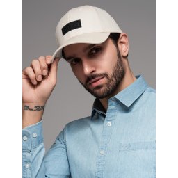 Ombre Men's baseball cap with visor and rectangular patch - cream