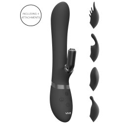 Vive Chou - Vibrator 4 în 1 cu braț pentru clitoris - silicon negru