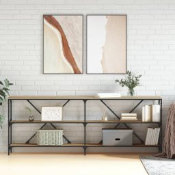 Masa consola stejar sonoma 200x30x75 cm lemn prelucrat si fier GartenMobel Dekor