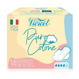 Absorbante ultra subtiri de zi din bumbac bio, hipoalergenic - 4 picaturi (14 buc) - VIVICOT Puro C