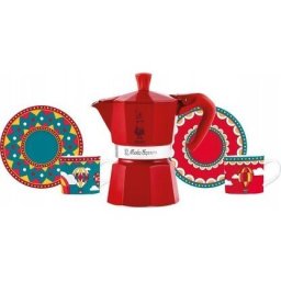 Set Espressor Bialetti Moka express 3 cesti rosu + 2 cesti winter wonderland