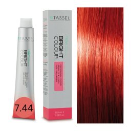Vopsea de par cu keratina, ulei de argan si amoniac Bright Color nr 7.44, Rosu Mediu Cupru Intens - 100 ml