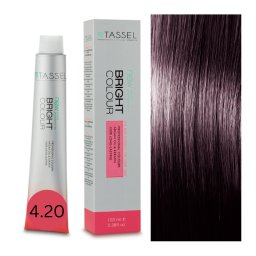 Vopsea de par cu keratina, ulei de argan si amoniac Bright Color nr 4.20, Castaniu Mediu Violet - 100 ml