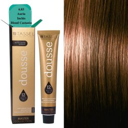 Vopsea de par cu 12 uleiuri hranitoare si putin amoniac Dousse Tassel nr 6.83, Auriu Inchis Blond Castaniu 100 ml