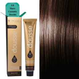 Vopsea de par cu 12 uleiuri hranitoare si putin amoniac Dousse Tassel nr 5.8, Maro Castaniu Deschis 100 ml