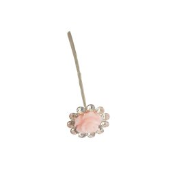 Ac pentru coc cu floare roz deschis mica si pietricele (strasuri), argintiu - 1 buc