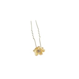 Ac pentru coc, cu floare mica crem, argintiu din metal - 1 buc