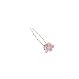 Ac pentru coc, cu floare mica lila, argintiu din metal - 1 buc