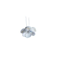 Ac pentru par, din metal, floare alba cu pietricele (strasuri), accesoriu pentru coc - 1 buc