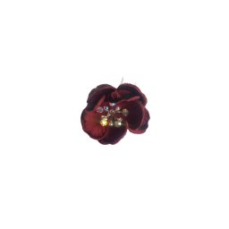 Ac pentru par, din metal, floare rosie inchis cu pietricele (strasuri), accesoriu pentru coc - 1 buc