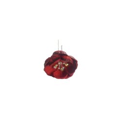 Ac pentru par, din metal, floare rosie deschis cu pietricele (strasuri), accesoriu pentru coc - 1 buc