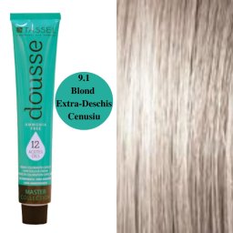 Vopsea fara amoniac cu 12 uleiuri hranitoare pentru par Dousse Tassel nr 9.1, Blond Extra Deschis Cenusiu - 100 ml